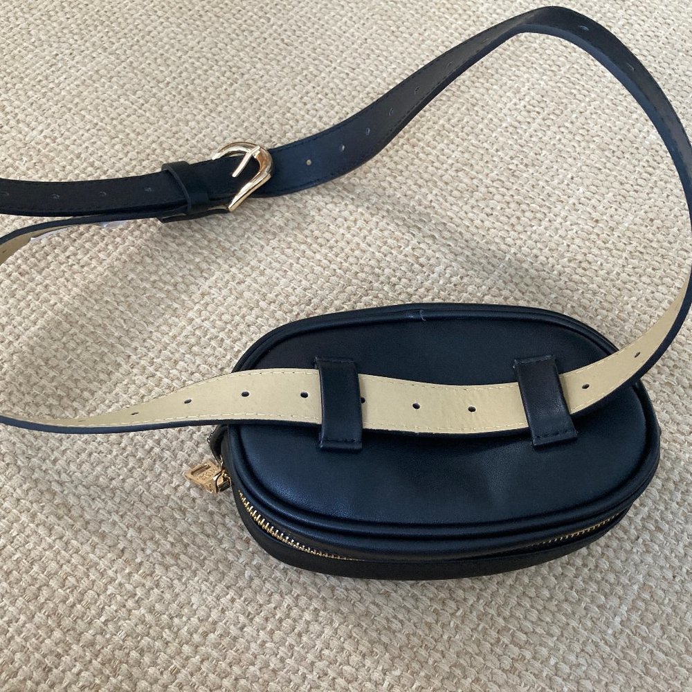 Steve Madden Black Chevron Belt Bag New - Picture 7 of 13